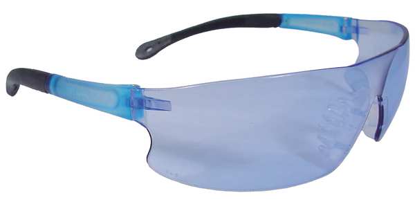 Safety Glasses, Wraparound Light Blue Polycarbonate Lens, Uncoated