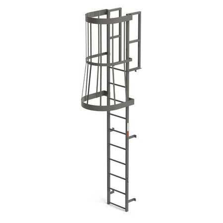 Fixed Cage Ladder,steel,12 Ft.,8