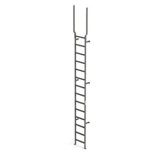 Vertical Ladder, 14 Rungs, With Handrail Extensions, 17'3