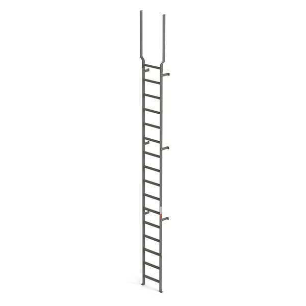 Vertical Ladder, 16 Rungs, With Handrail Extensions, 19'3