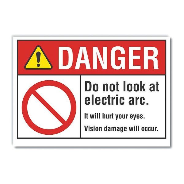 Welding Safety Danger Reflective Label, 3 1/2 in Height, 5 in Width, Reflective Sheeting, English