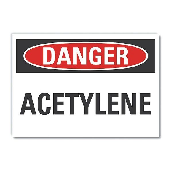 Acetylene Danger Label, 3 1/2 in H, 5 in W, Polyester, Horizontal Rectangle, LCU4-0324-ND_5X3.5