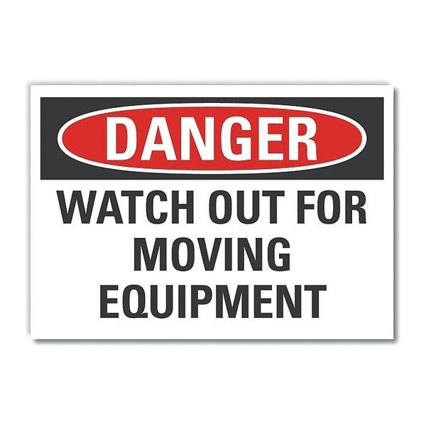 Accident Prevention Danger Label, 10 in Height, 14 in Width, Polyester, Horizontal Rectangle