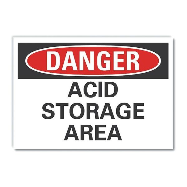 Acid Danger Label, 10 in H, 14 in W, Polyester, Horizontal Rectangle, English, LCU4-0400-ND_14X10