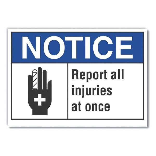 Accident Reporting Notice Label, 10 in H, 14 in W, Polyester, LCU5-0014-ND_14X10