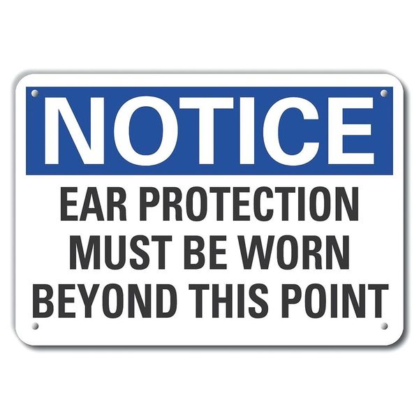 Aluminum Hearing  Notice Sign, 10 in Height, 14 in Width, Aluminum, Horizontal Rectangle, English