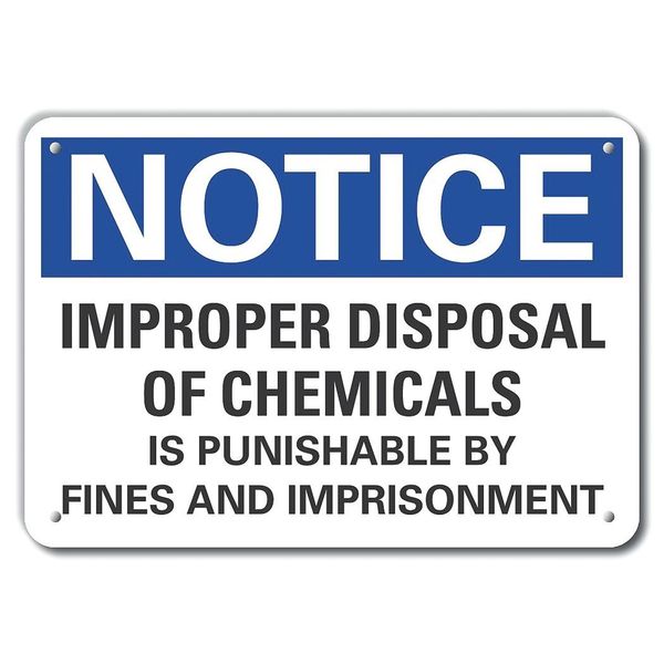 Aluminum Chemical Disposal Notice Sign, 7 in Height, 10 in Width, Aluminum, Vertical Rectangle