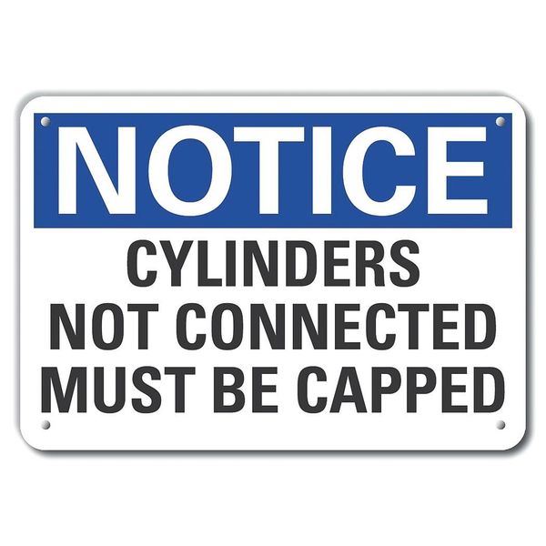 Aluminum Cylinder Handling Notice Sign, 7 in H, 10 in W, Vertical Rectangle, LCU5-0189-NA_10X7