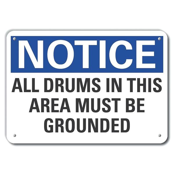 Aluminum Electrical Ground Notice Sign, 10 in Height, 14 in Width, Aluminum, Horizontal Rectangle