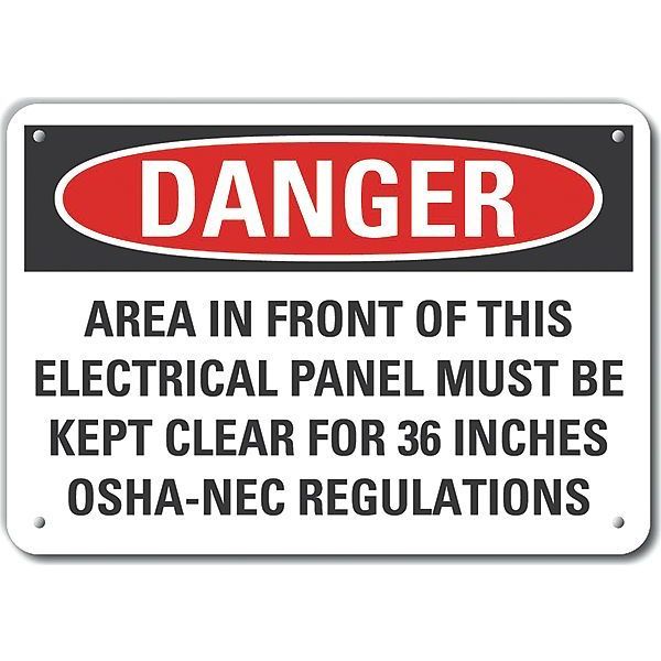 Aluminum Electrical Panel Danger Sign, 7 in Height, 10 in Width, Aluminum, Vertical Rectangle
