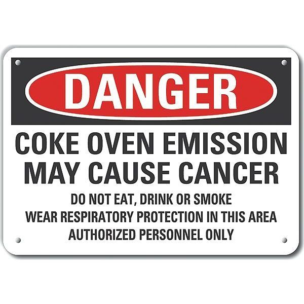 Aluminum Coke Danger Sign, 7 in Height, 10 in Width, Aluminum, Vertical Rectangle, English