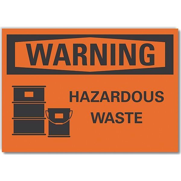 Warning Sign, 7 in H, 10 in W, Non-PVC Polymer, Vertical Rectangle, English, LCU6-0048-ED_10x7