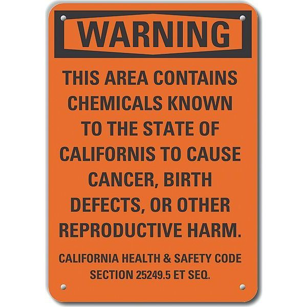 Aluminum Chemicals Warning Sign, 14 in Height, 10 in Width, Aluminum, Vertical Rectangle, English