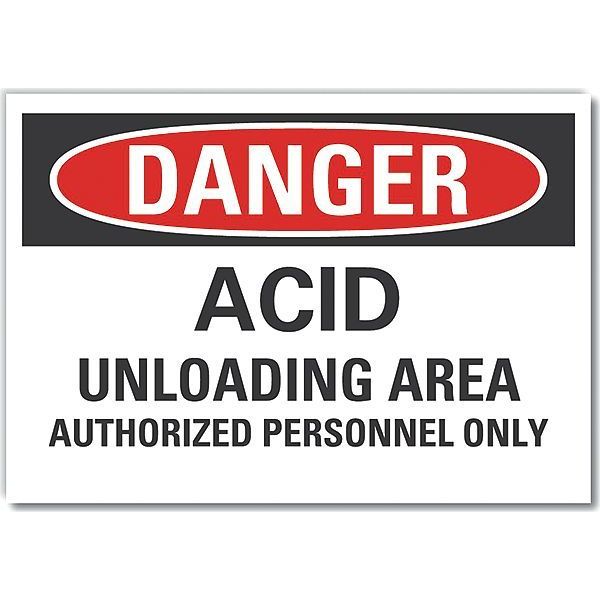 Acid Danger Label, 3 1/2 in H, 5 in W, Polyester, Horizontal Rectangle, English, LCU4-0615-ND_5X3.5
