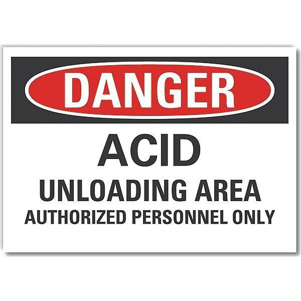 Acid Danger Label, 10 in H, 14 in W, Polyester, Horizontal Rectangle, English, LCU4-0615-ND_14X10
