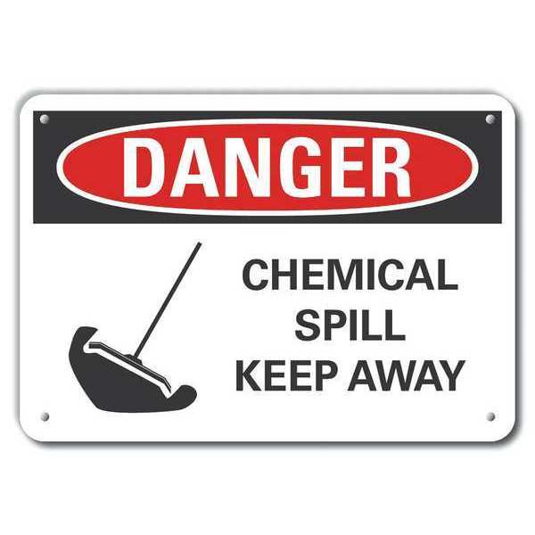 Aluminum Chemicals Danger Sign, 10 in H, 14 in W, Horizontal Rectangle, LCU4-0225-NA_14X10