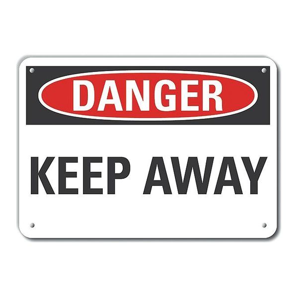 Aluminum Keep Away Danger Sign, 7 in Height, 10 in Width, Aluminum, Vertical Rectangle, English