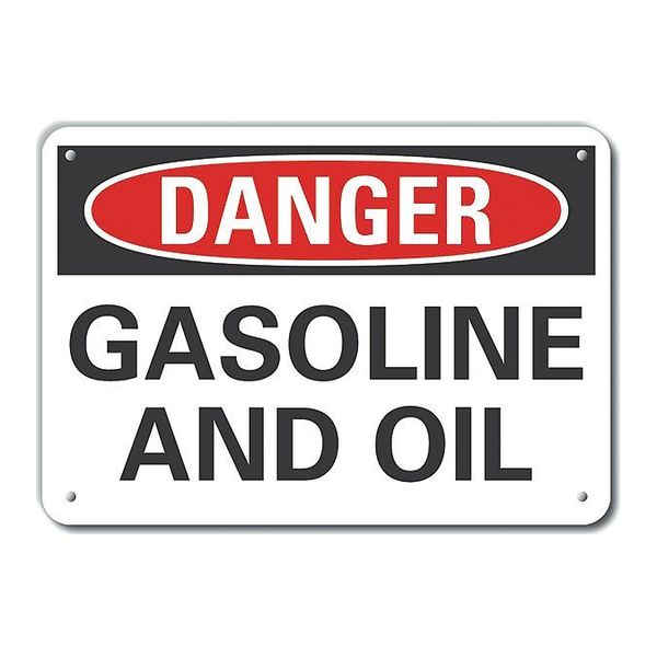 Aluminum Gasoline Danger Sign, 7 in Height, 10 in Width, Aluminum, Vertical Rectangle, English