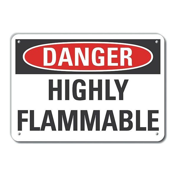 Aluminum Flammable Material Danger Sign, 10 in H, 14 in W, Horizontal Rectangle, LCU4-0388-NA_14X10