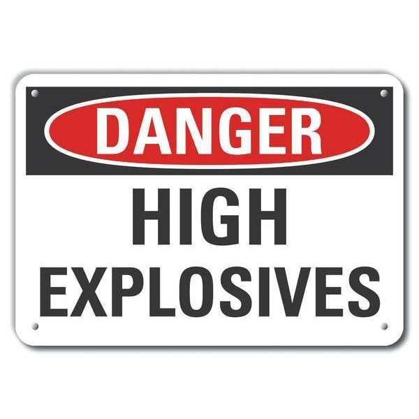 Aluminum Explosive Materials Danger Sign, 7 in H, 10 in W, Vertical Rectangle, LCU4-0375-NA_10X7