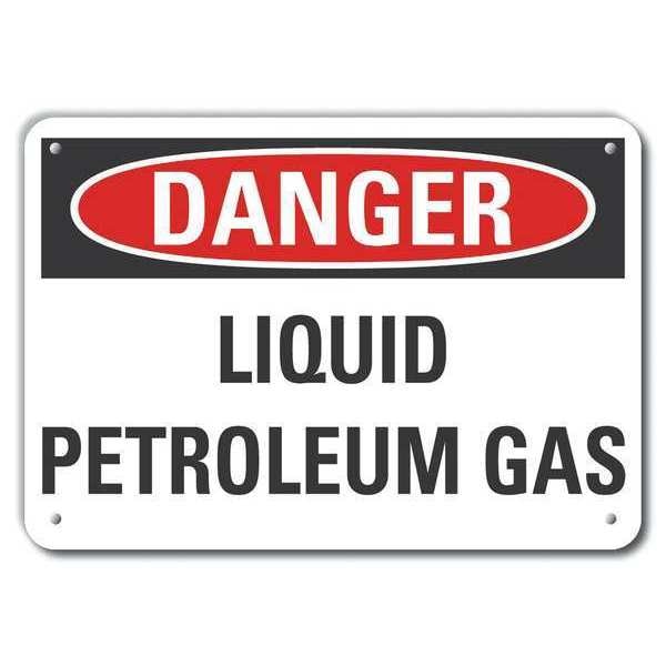 Aluminum Liquid Gas Danger Sign, 10 in Height, 14 in Width, Aluminum, Horizontal Rectangle, English