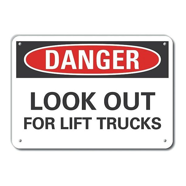 Aluminum Lift Truck Traffic Danger Sign, 10 in H, 14 in W, Horizontal Rectangle, LCU4-0476-NA_14X10