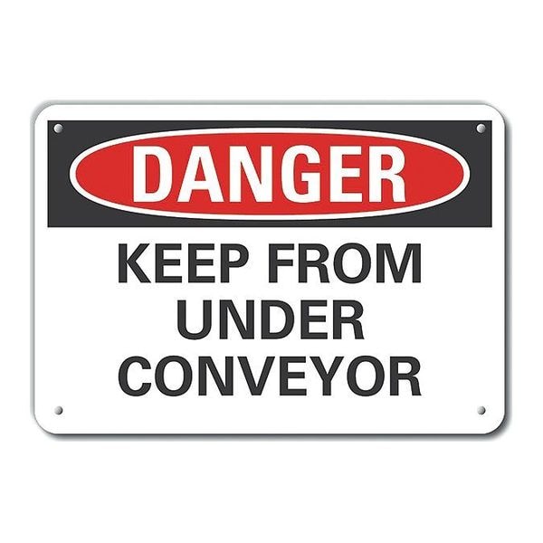 Aluminum Conveyor Safety Danger Sign, 7 in Height, 10 in Width, Aluminum, Vertical Rectangle