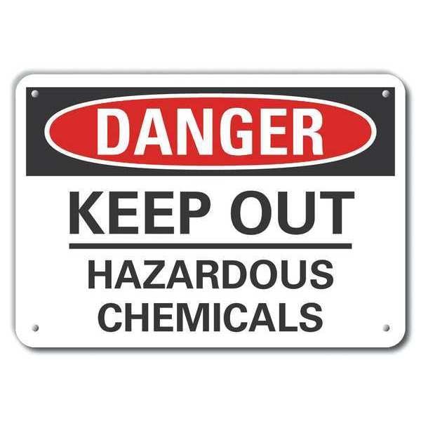 Aluminum Hazardous Chemicals Danger Sign, 7 in H, 10 in W, Vertical Rectangle, LCU4-0500-NA_10X7