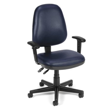 Computer Task Chair W/arms,navy Vinyl (1