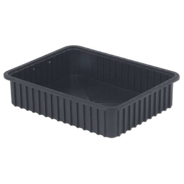 Divider Box, Black, Polyethylene, 22 3/8 in L, 17 1/2 in W, 5 in H, 0.79 cu ft Volume Capacity