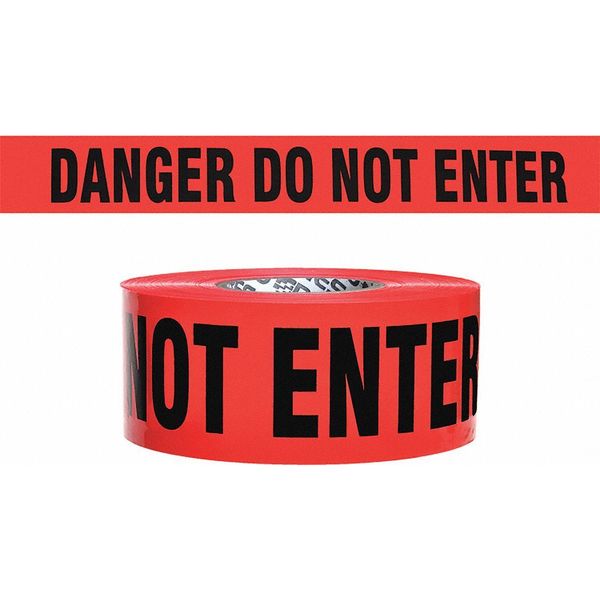 Barricade Tape, Black/Red, 500 ft x 3 In