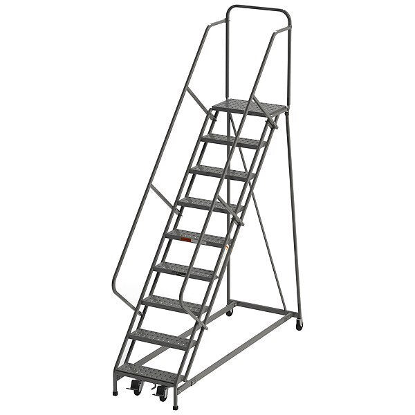 126 in H Steel Rolling Ladder, 9 Steps