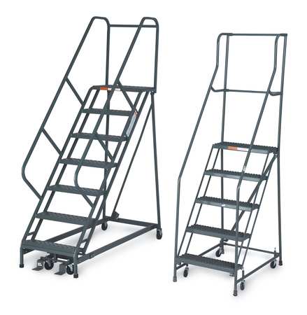 106 in H Steel Rolling Ladder, 7 Steps
