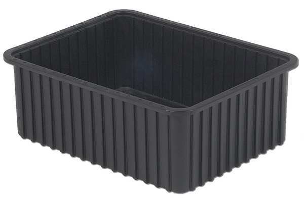 Divider Box, Black, Polyethylene, 22 3/8 in L, 17 7/16 in W, 6 in H, 0.97 cu ft Volume Capacity