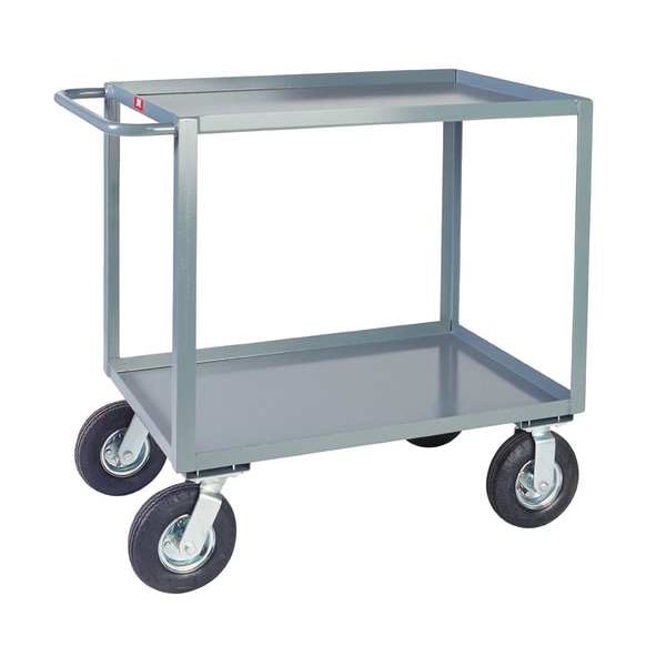 Steel Utility Cart with Lipped Metal Shelves, Flat, 3 Shelves, 1,200 lb