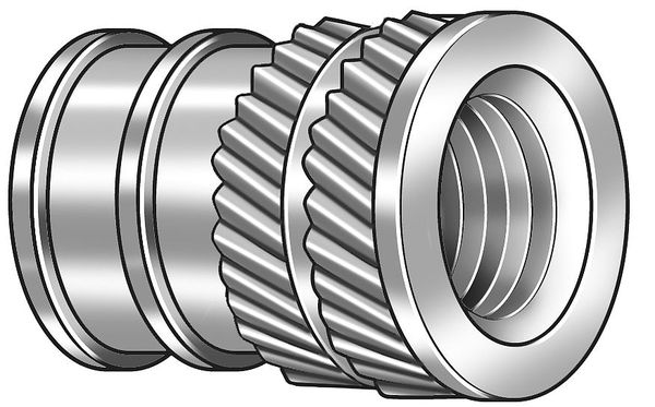 Ultrasonic Insert, #4-40, 7/32 in L, 0.172 in Insert Dia., 0.144 in Tapered End Dia., Brass