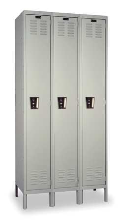 Antimicrobial Wardrobe Locker, 45 in W, 18 in D, 78 in H, (1) Tier, (3) Wide, Light Gray