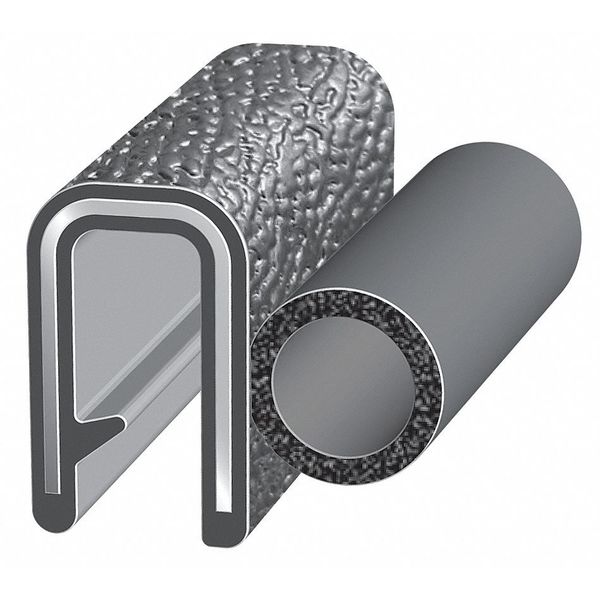 Edge Grip Seal, EPDM, 25 ft Length, 0.7633 in Overall Width, Style: Trim with a Top Bulb