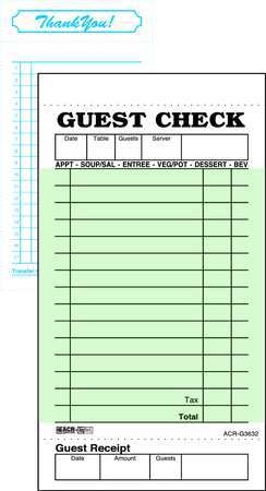 Guest Check Board,1 Part,green,pk50 (1 U