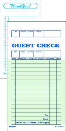 Guest Check Board,1 Part,green,pk50 (1 U