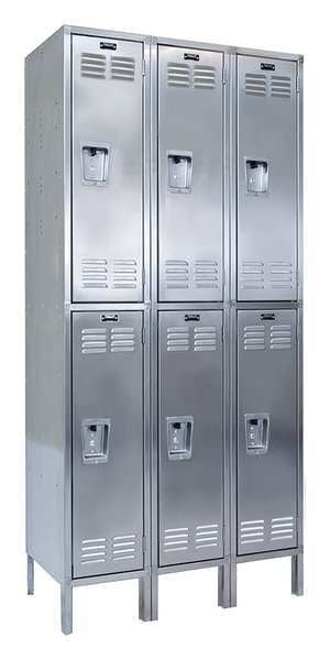 Wardrobe Locker, 54 in W, 18 in D, 78 in H, (2) Tier, (3) Wide, Silver