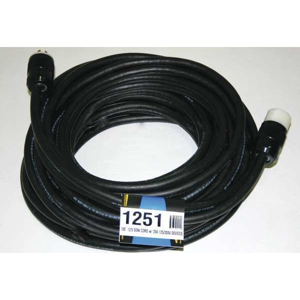 Cord Set,100 Ft.,12/5,20a,sow,black (1 U