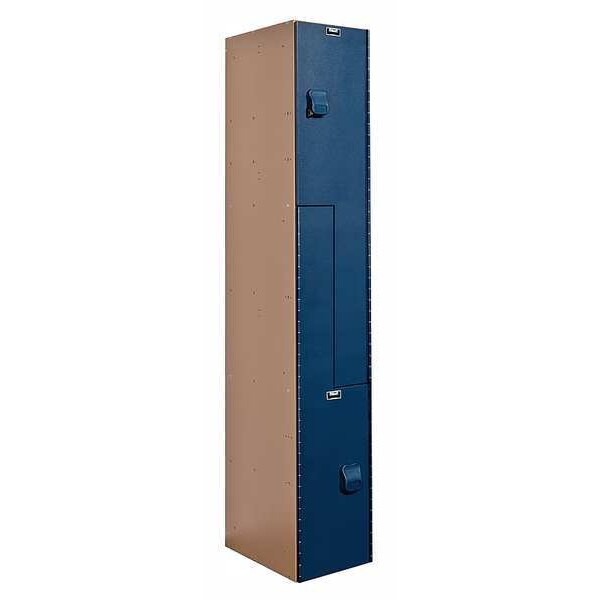 Wardrobe Z Locker, 12 in W, 18 in D, 72 in H, (1) Wide, (2) Openings, Blue/Taupe