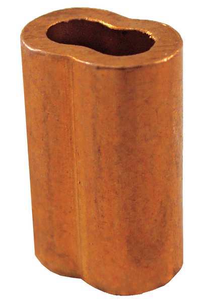 Wire Rope Oval Sleeve, 7/32 In, 122 Copper