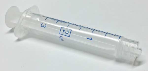 Plastic Syringe, Luer Lock, 2 mL, PK100