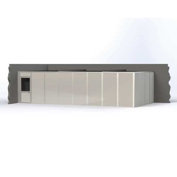 2-Wall Modular In-Plant Office, 8 ft H, 32 ft W, 16 ft D, Gray